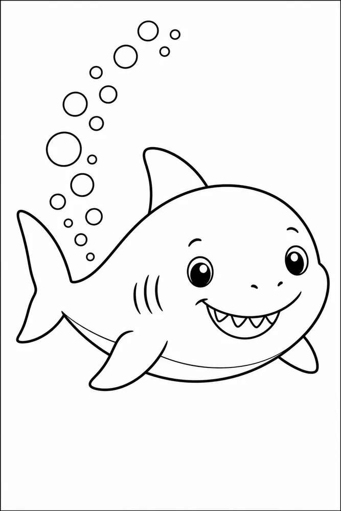 Cute Shark Cute Shark Bubble Trail coloring page