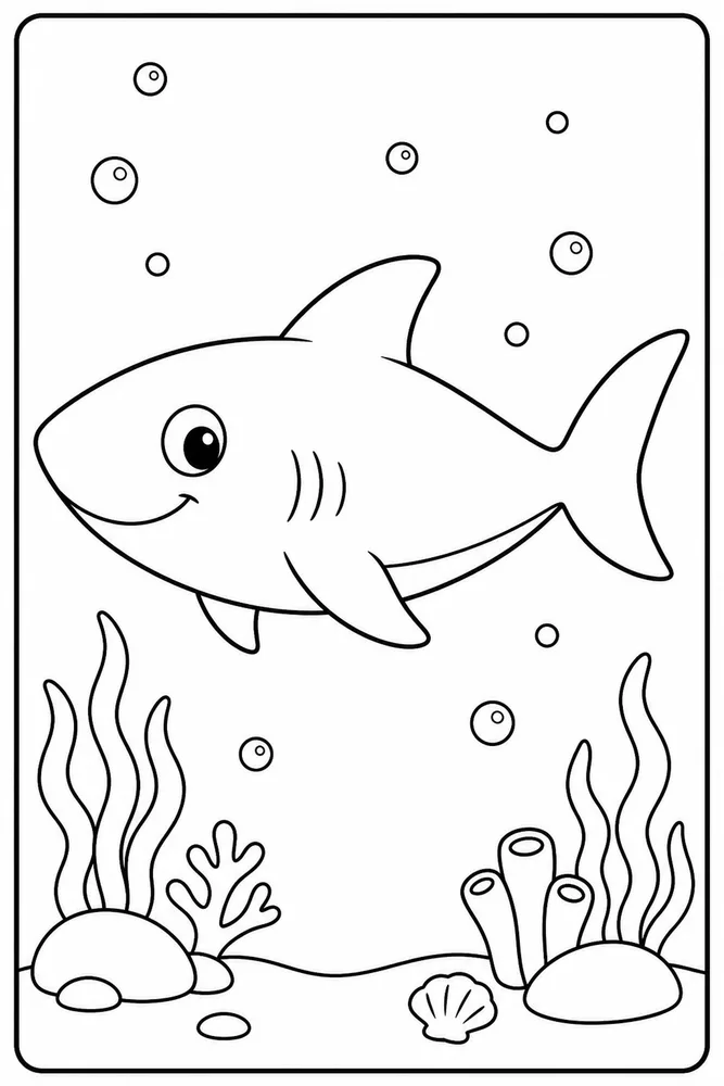 Cute Shark Cute Shark Side Profile coloring page