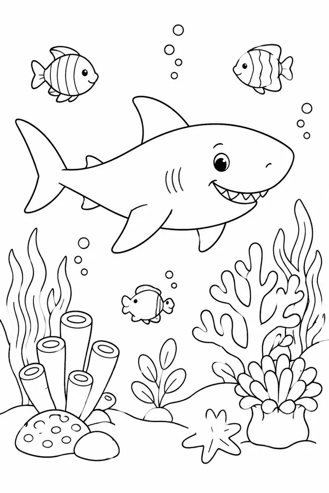Easy Shark Easy Shark Coral Garden coloring page