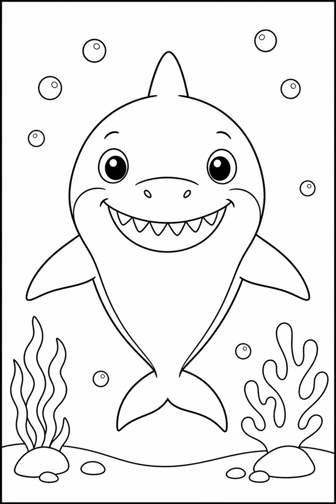 Easy Shark Easy Shark Friendly Front View coloring page