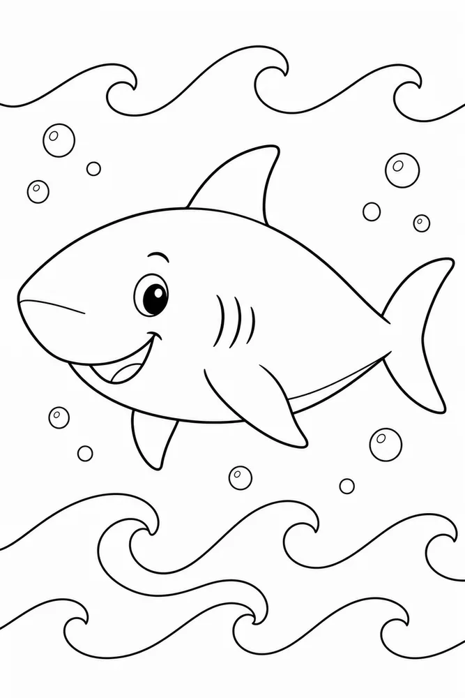 Easy Shark Easy Shark Ocean Waves coloring page