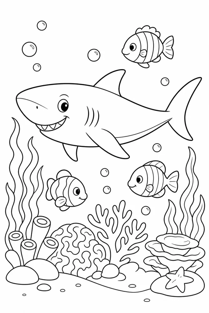 Easy Shark Easy Shark Reef Swim coloring page