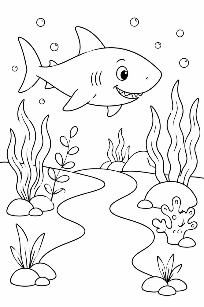 Easy Shark Easy Shark Seaweed Path coloring page