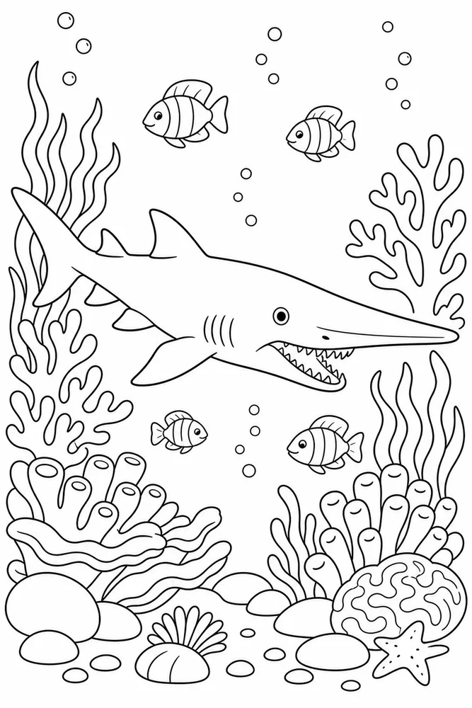 Goblin Shark Goblin Shark Coral Garden coloring page