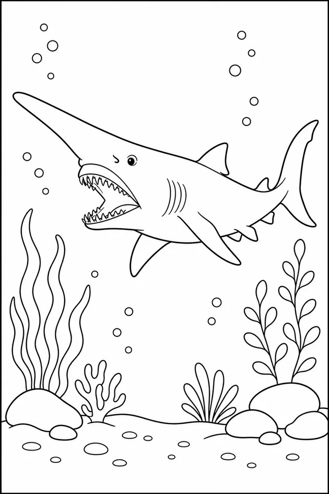 Goblin Shark Goblin Shark Deep Sea Outline coloring page