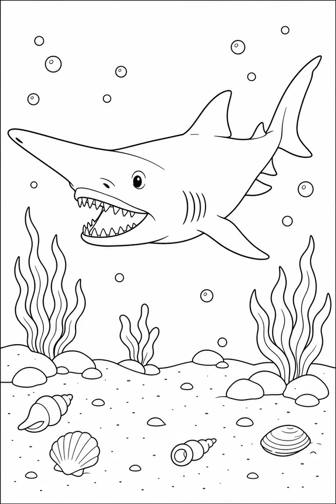 Goblin Shark Goblin Shark Ocean Floor Scene coloring page