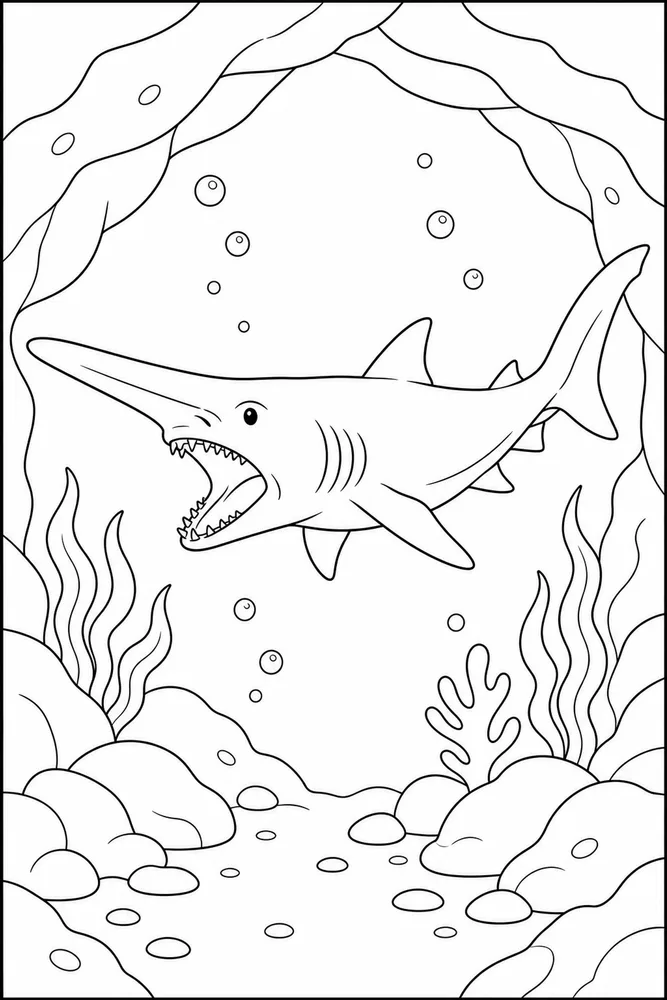 Goblin Shark Goblin Shark Underwater Cave coloring page