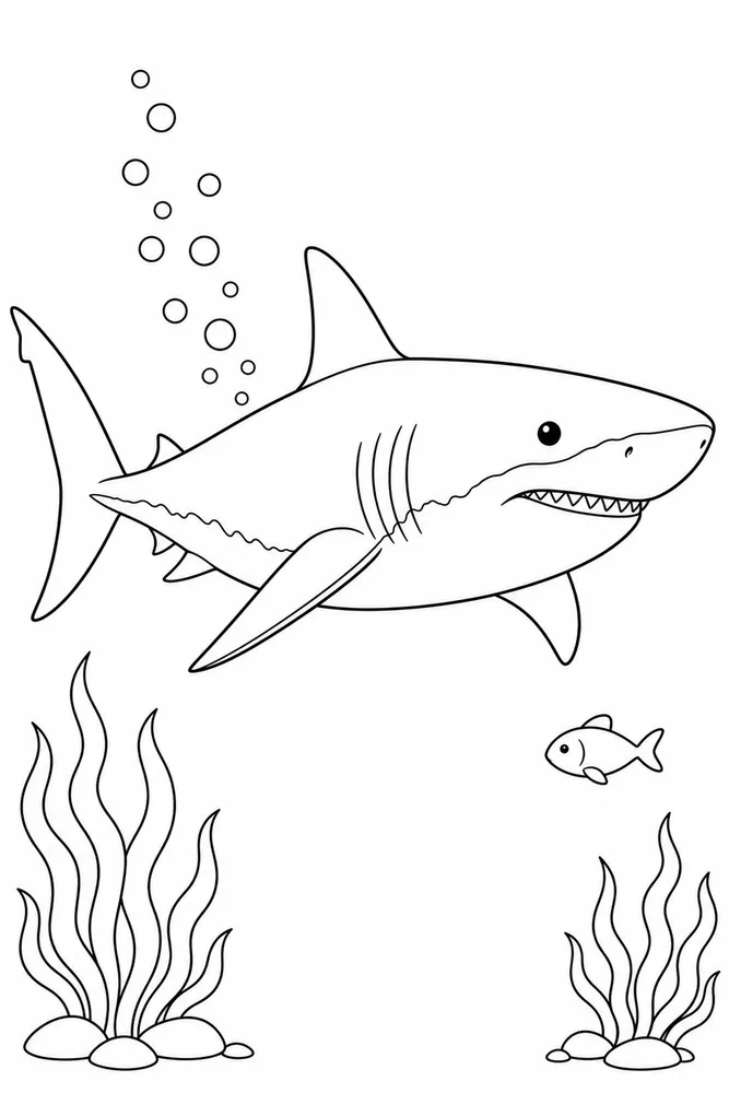 Great White Shark Great White Shark Bubble Trail coloring page