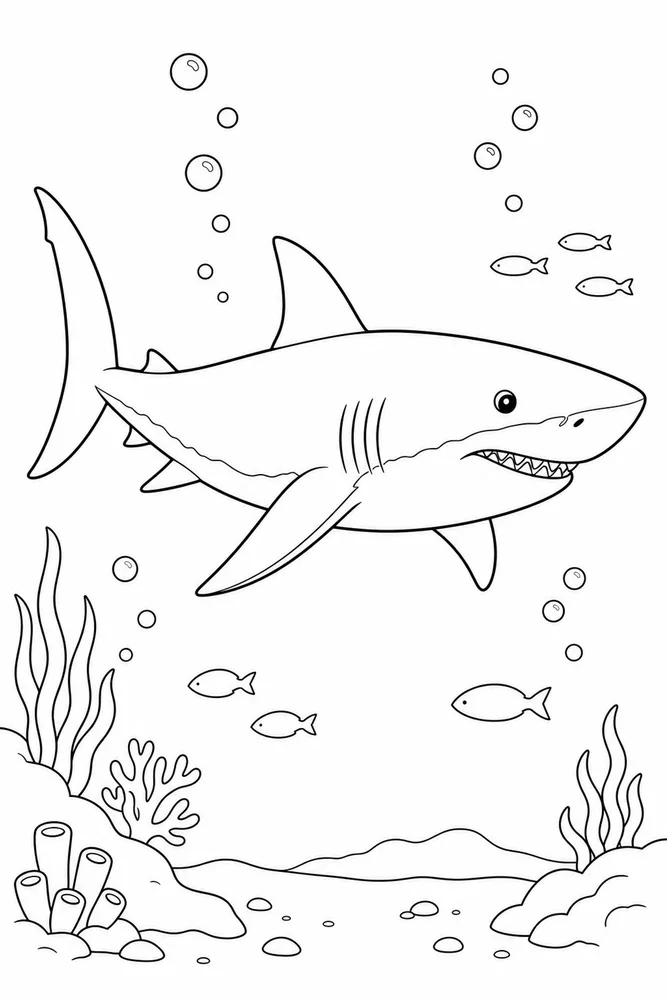 Great White Shark Great White Shark Deep Sea Outline coloring page