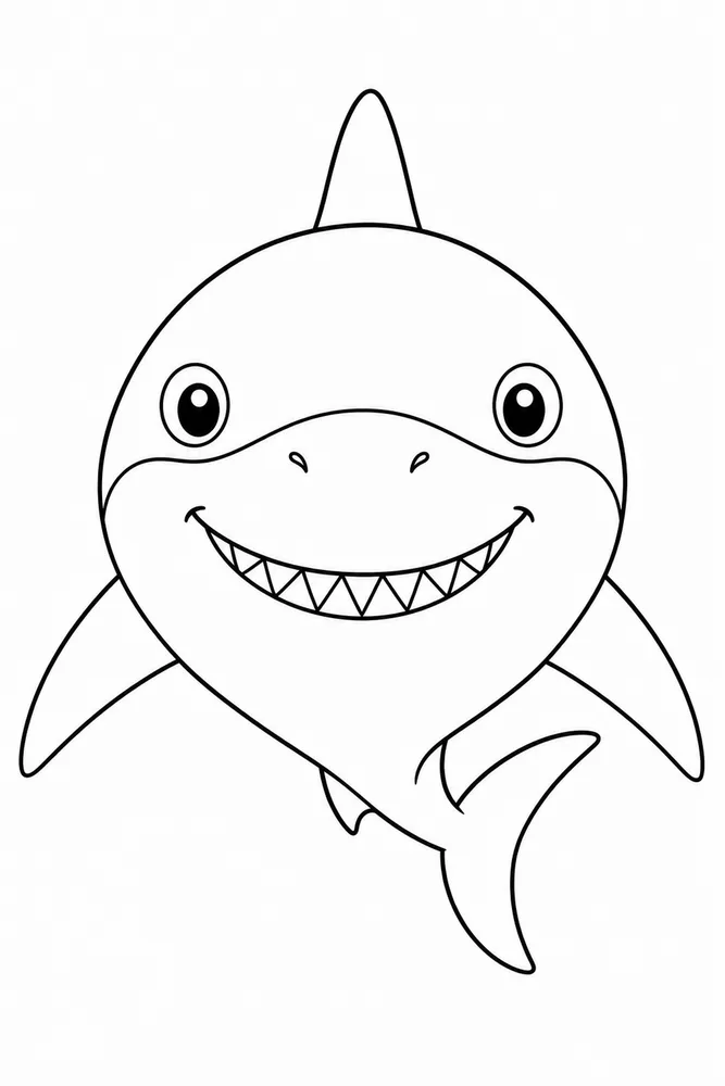 Great White Shark Great White Shark Friendly Front View coloring page