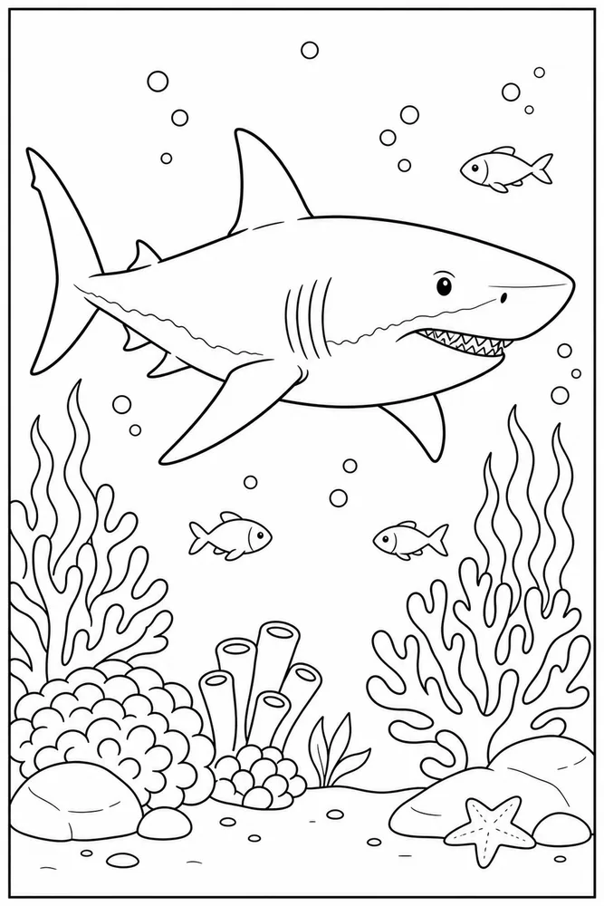 Great White Shark Great White Shark Reef Swim coloring page