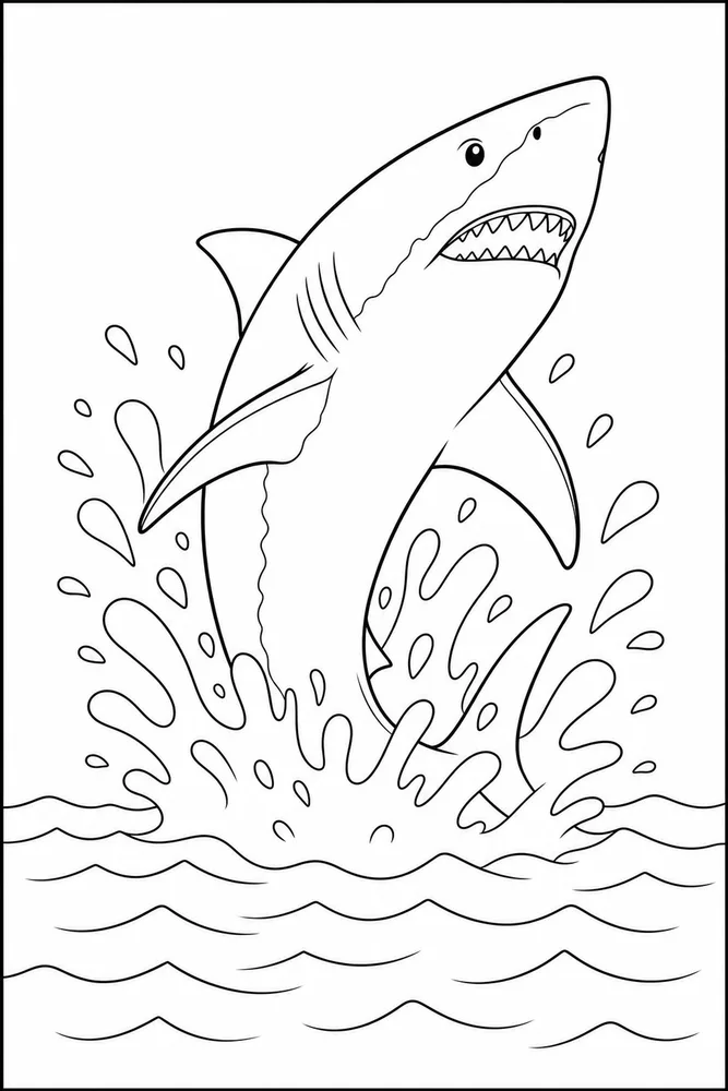 Great White Shark Great White Shark Surface Splash coloring page