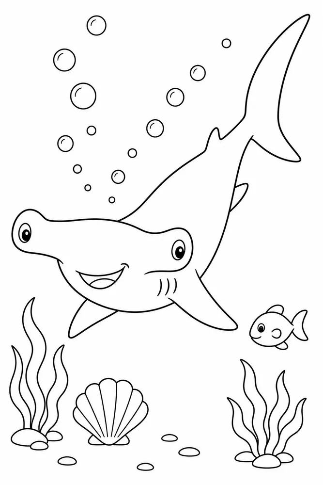 Hammerhead Shark Coloring Pages preview: Hammerhead Shark Hammerhead Shark Bubble Trail coloring page