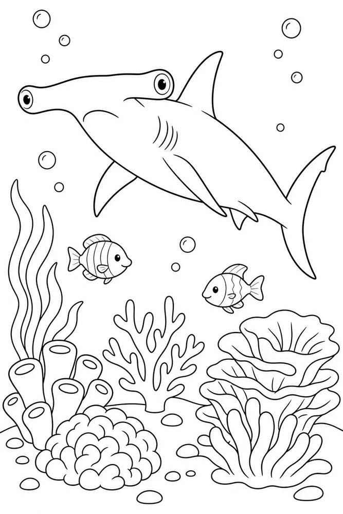 Hammerhead Shark Hammerhead Shark Coral Garden coloring page