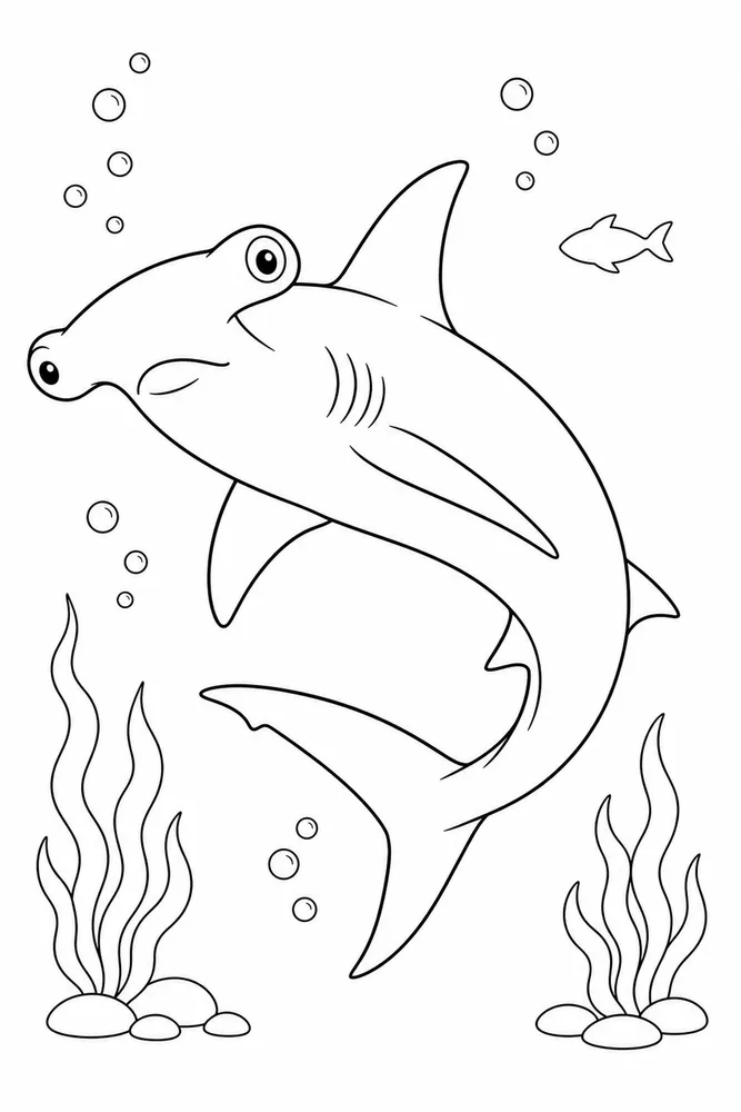 Hammerhead Shark Hammerhead Shark Deep Sea Outline coloring page