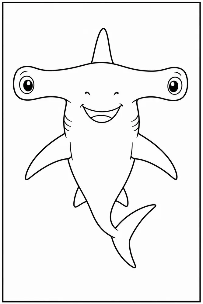 Hammerhead Shark Hammerhead Shark Friendly Front View coloring page