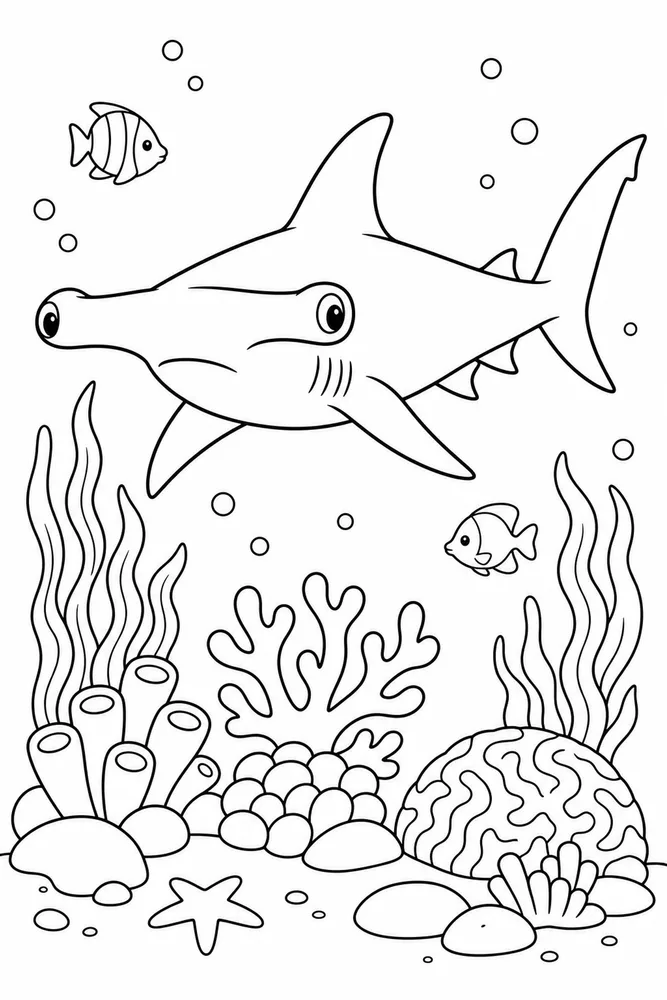 Hammerhead Shark Hammerhead Shark Reef Swim coloring page