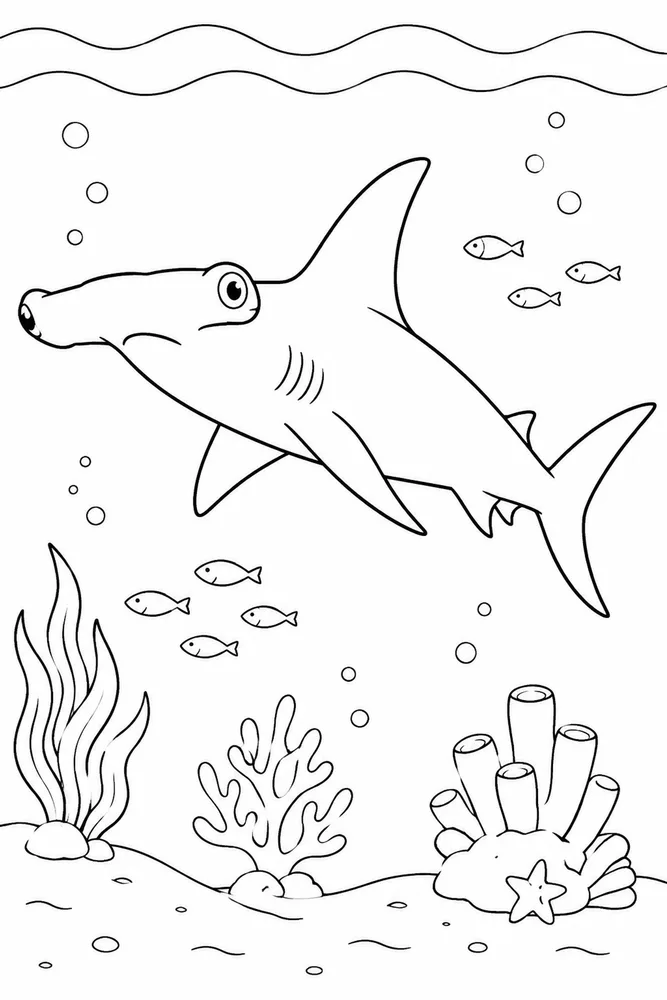 Hammerhead Shark Hammerhead Shark Side Profile coloring page