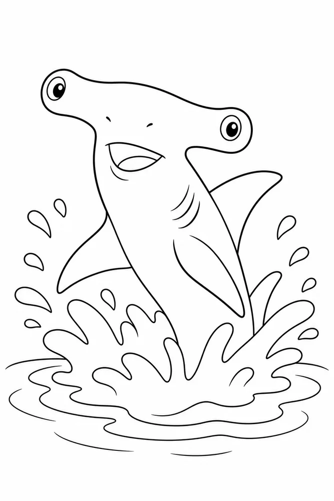 Hammerhead Shark Hammerhead Shark Surface Splash coloring page