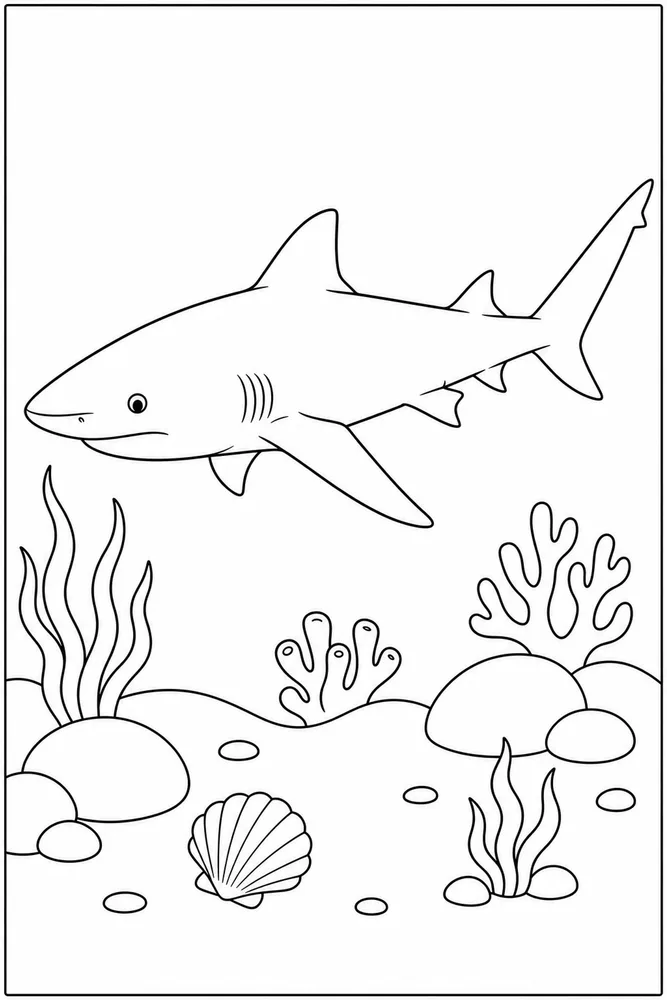 Lemon Shark Lemon Shark Ocean Floor Scene coloring page
