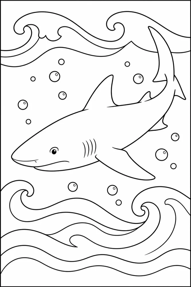 Lemon Shark Lemon Shark Ocean Waves coloring page