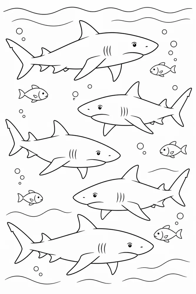 Lemon Shark Lemon Shark School Of Small Fish coloring page