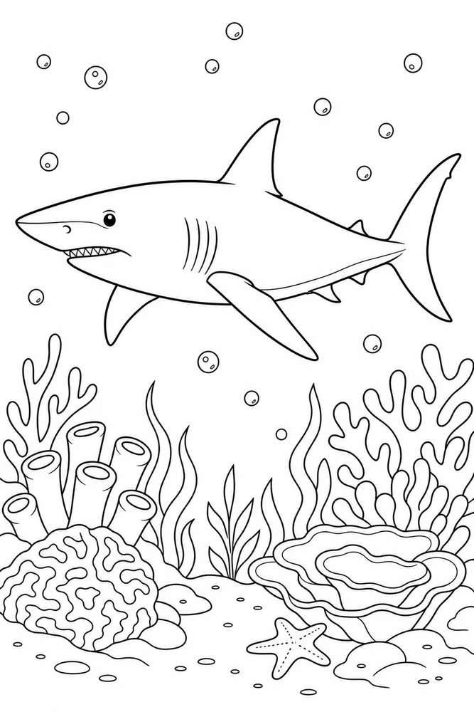Mako Shark Mako Shark Coral Garden coloring page
