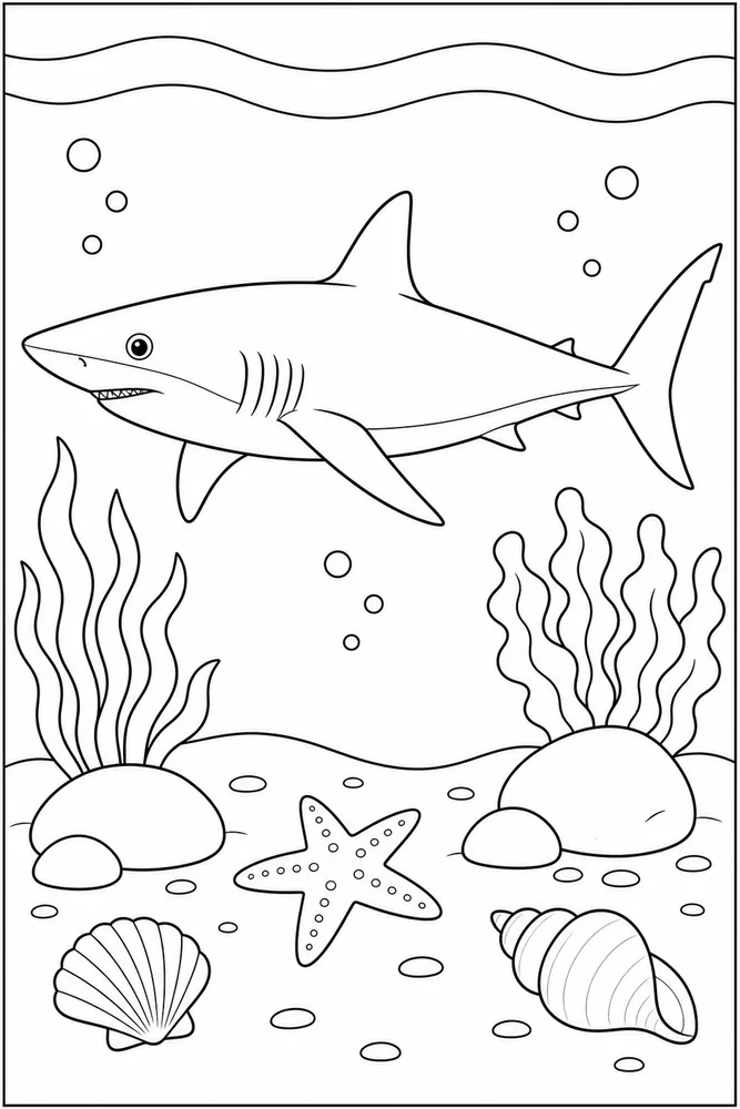Mako Shark Mako Shark Ocean Floor Scene coloring page