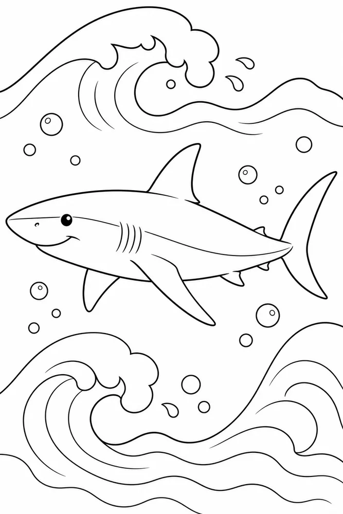 Mako Shark Mako Shark Ocean Waves coloring page