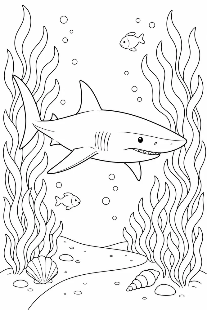 Mako Shark Mako Shark Seaweed Path coloring page