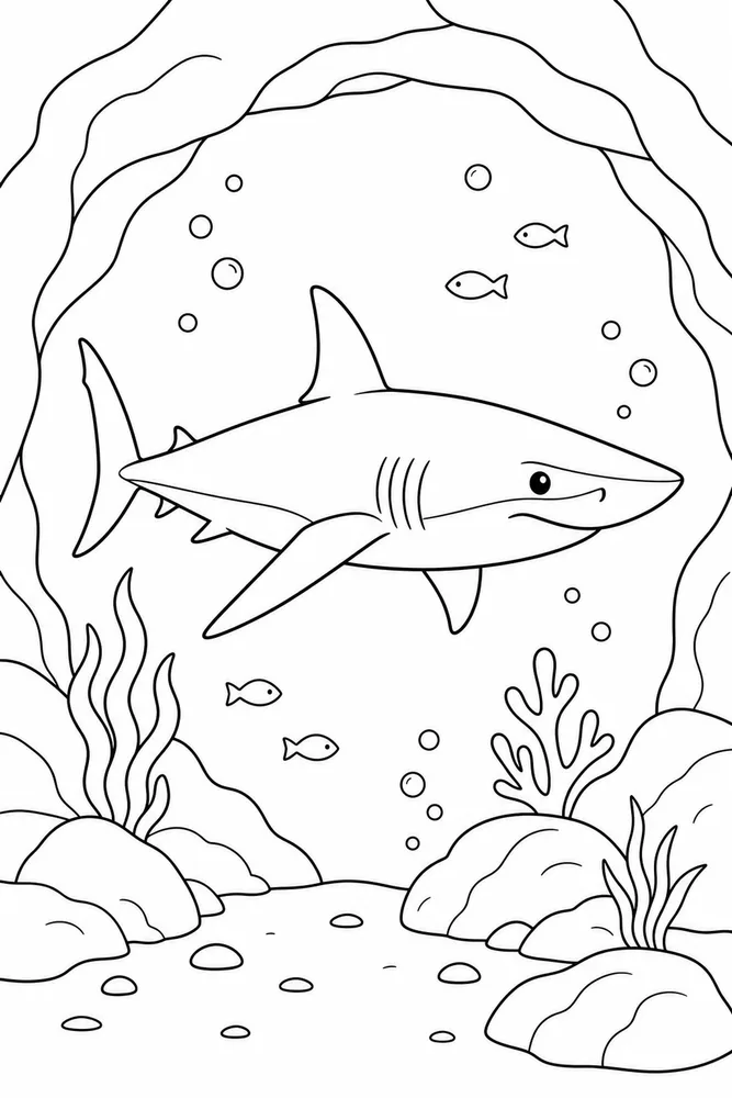 Mako Shark Mako Shark Underwater Cave coloring page