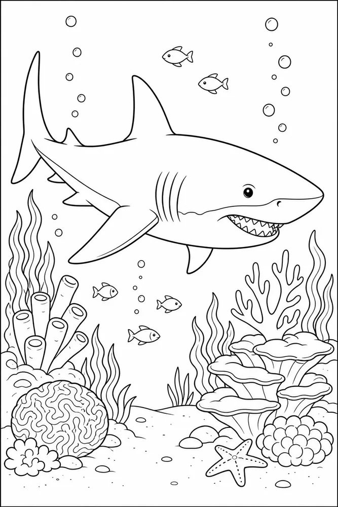 Megalodon Shark Megalodon Coral Garden coloring page