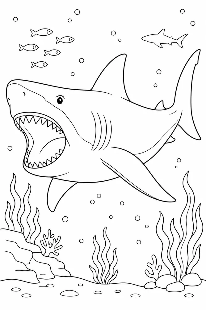 Megalodon Shark Megalodon Deep Sea Outline coloring page