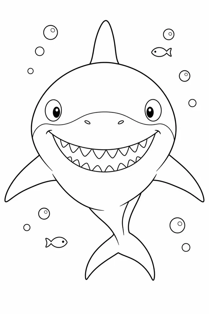 Megalodon Shark Megalodon Friendly Front View coloring page