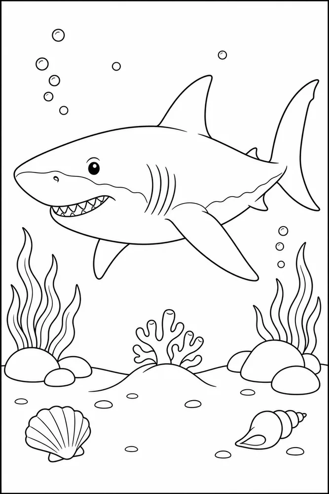 Megalodon Shark Megalodon Ocean Floor Scene coloring page