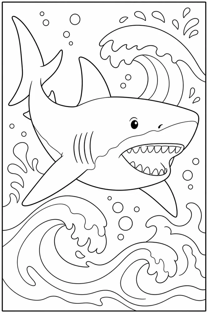 Megalodon Shark Megalodon Ocean Waves coloring page