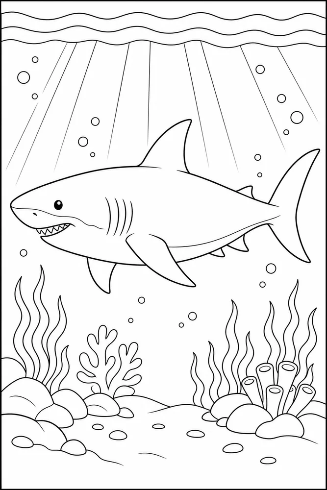 Megalodon Shark Megalodon Side Profile coloring page