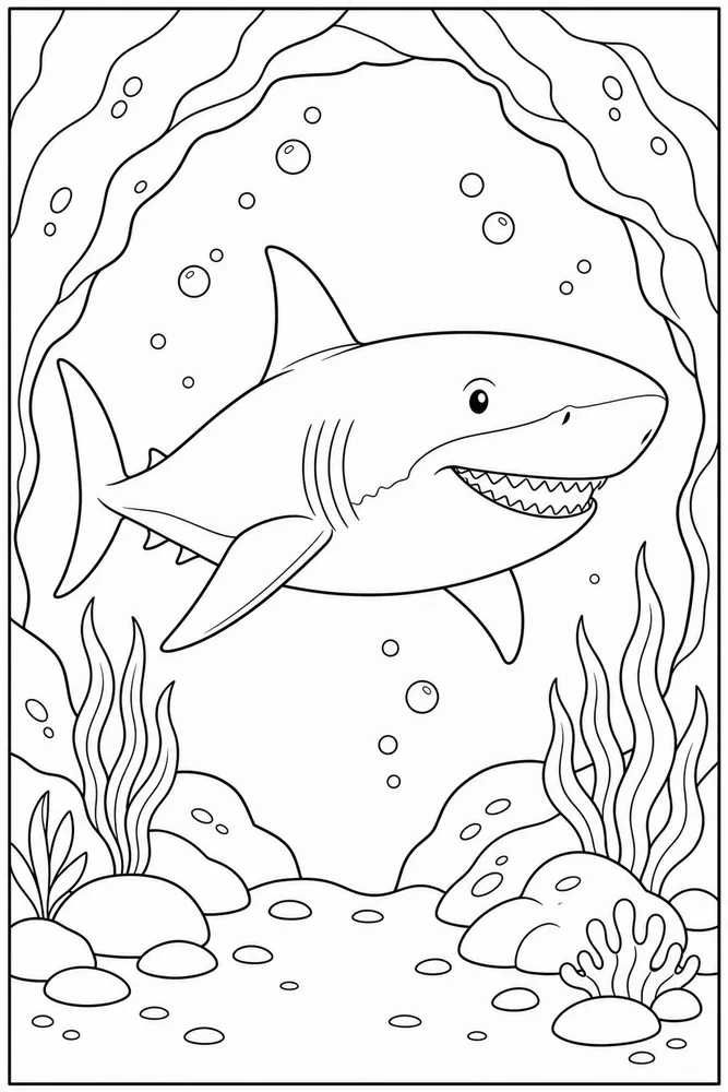 Megalodon Shark Megalodon Underwater Cave coloring page