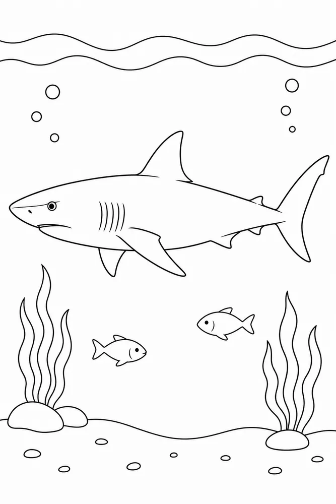 Realistic Shark Realistic Shark Side Profile coloring page