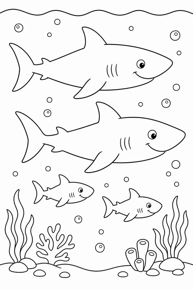 Shark Family Shark Family Side Profile coloring page