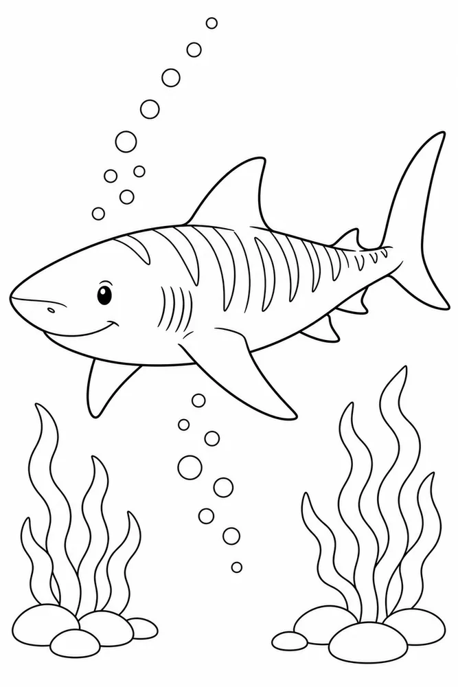 Tiger Shark Tiger Shark Bubble Trail coloring page