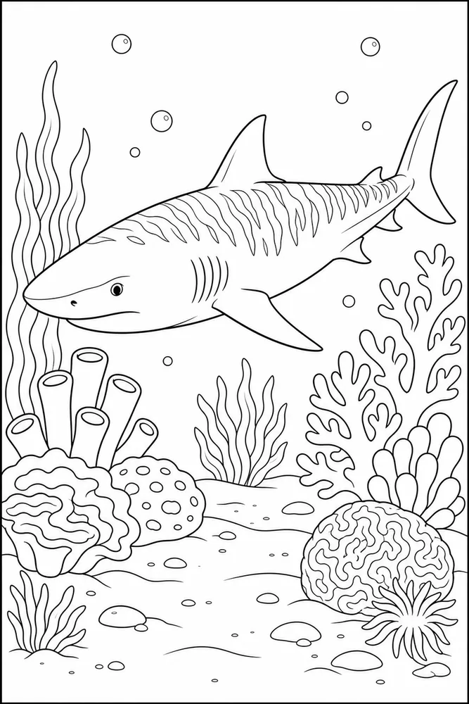 Tiger Shark Tiger Shark Coral Garden coloring page