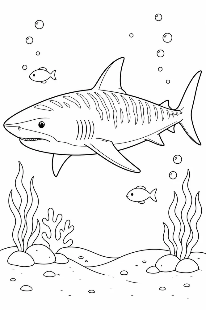 Tiger Shark Tiger Shark Deep Sea Outline coloring page