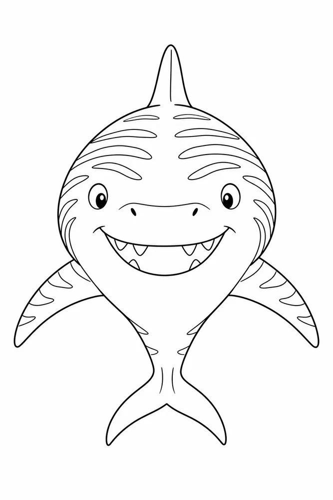 Tiger Shark Tiger Shark Friendly Front View coloring page