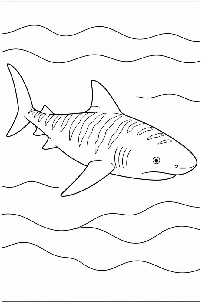 Tiger Shark Tiger Shark Ocean Waves coloring page
