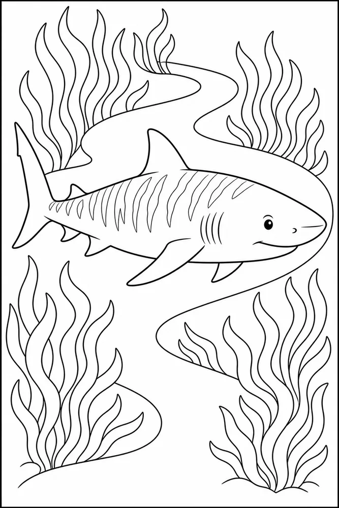 Tiger Shark Tiger Shark Seaweed Path coloring page