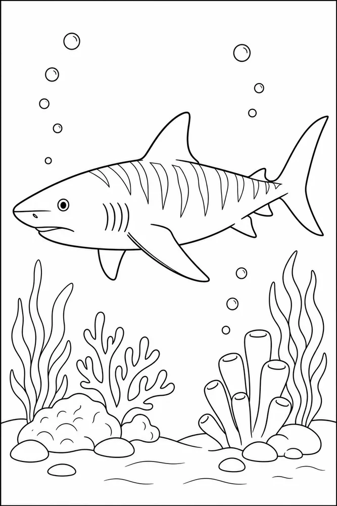 Tiger Shark Tiger Shark Side Profile coloring page