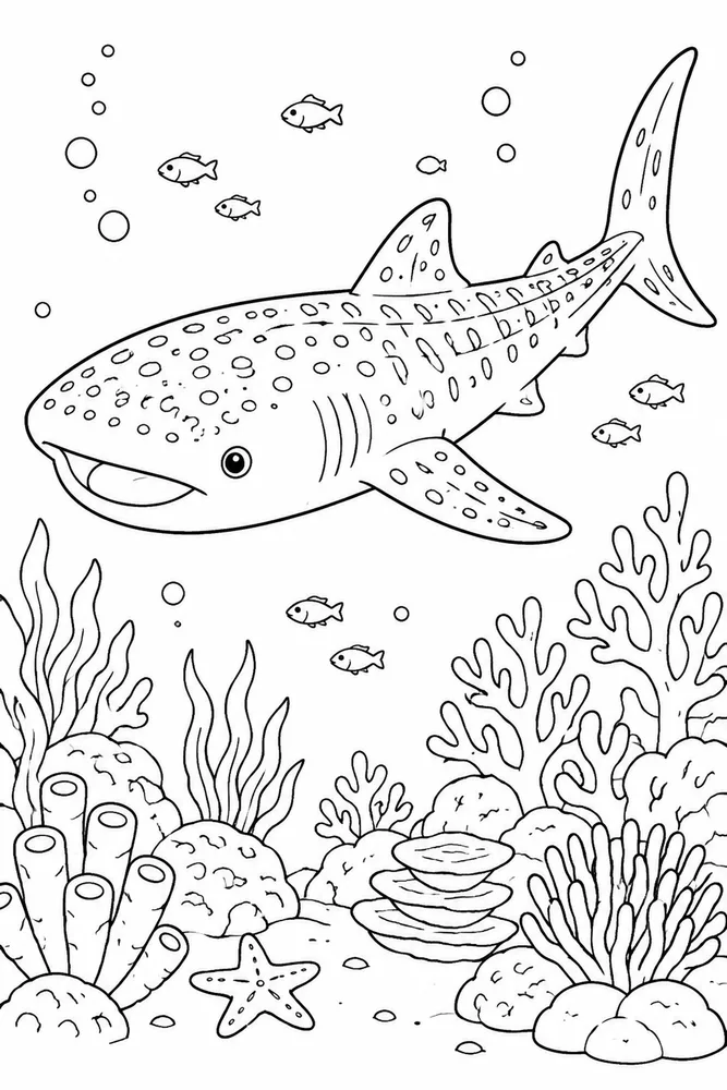 Whale Shark Whale Shark Coral Garden coloring page