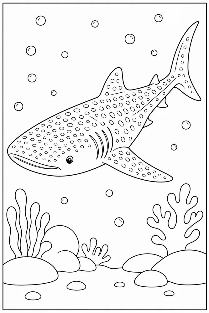 Whale Shark Whale Shark Deep Sea Outline coloring page