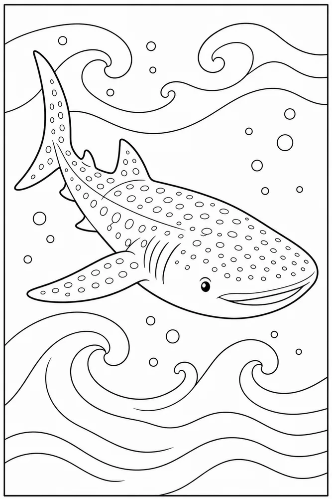 Whale Shark Whale Shark Ocean Waves coloring page